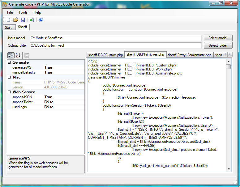 Windows 7 RISE PHP for MySQL code generator 4.4 full