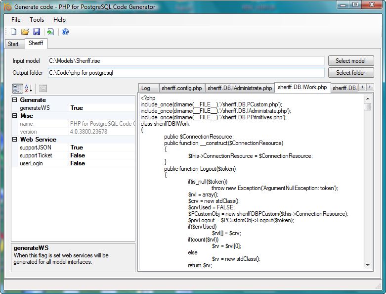 Windows 7 RISE PHP for PostgreSQL code generator 4.4 full