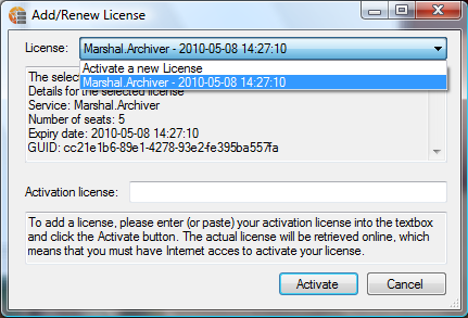 Add/Renew License