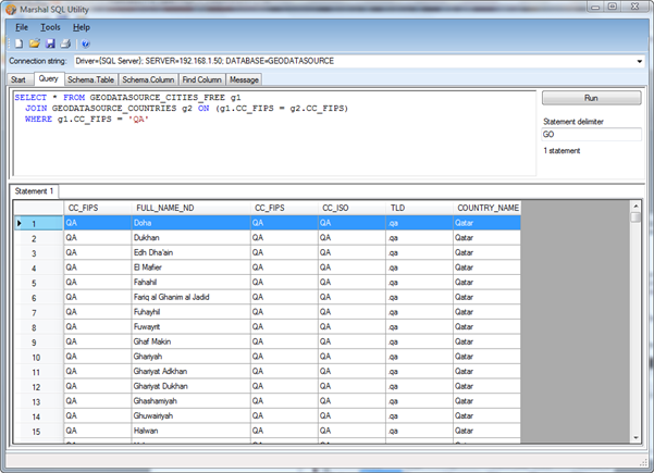 Query, execute single queries or  batches of queries