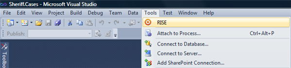 The RISE tools menu item