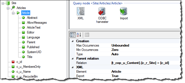 Query node with relation