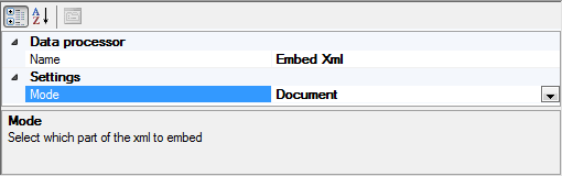 Embed Xml data processor properties
